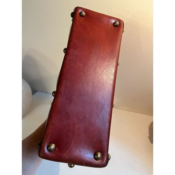 VIntage Etienne Aigner Leather Frame Bag Studded Red Cognac 1960s - Picture 7 of 12